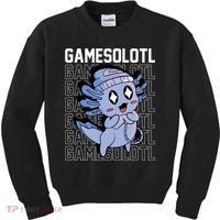 Whimsical Blue Axolotl With Gaming Sports Cap And Scarf Kids Sweatshirt thumb 0