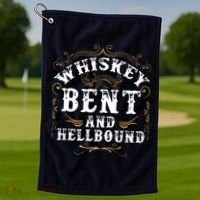 Whiskey Bent And Hellbound Shirts Funny Whiskey Bourbon Golf Towel thumb 1