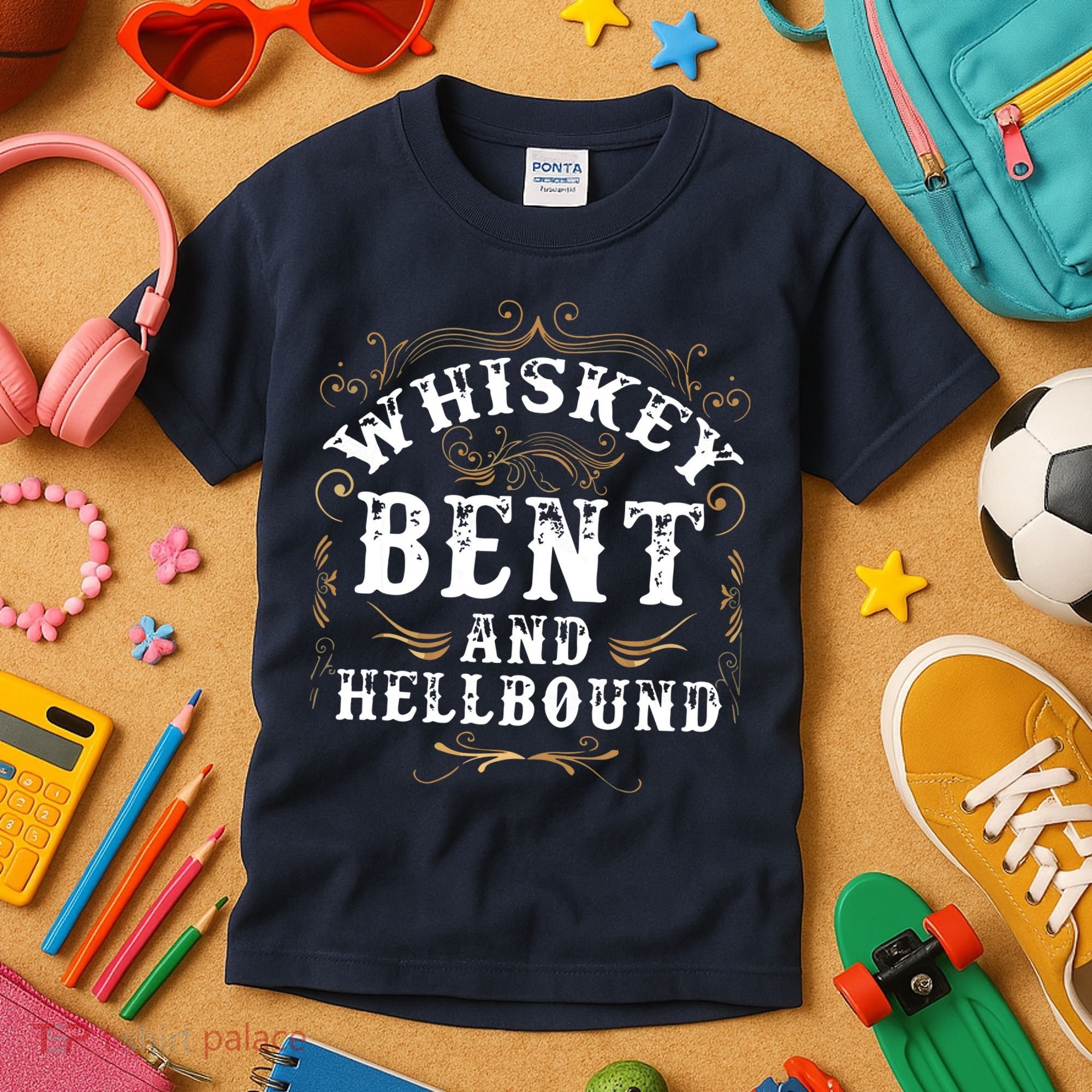 Whiskey Bent And Hellbound Shirts Funny Whiskey Bourbon Kids T-Shirt