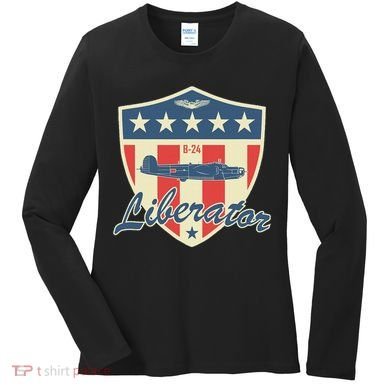 Ww2 Bomber Airplane 24 Liberator Women's Long Sleeve Shirt