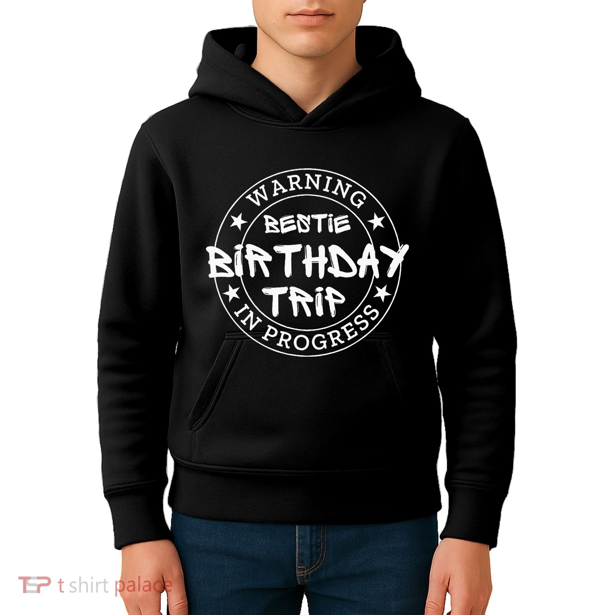 Warning Bestie Birthday Trip In Progress Matching Bd Kids Hoodie