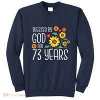 Wo Blessed By God For 73 Years Old Cute Sunflower 73rd Birthday Sweatshirt thumb 0