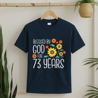 Wo Blessed By God For 73 Years Old Cute Sunflower 73rd Birthday T-Shirt thumb 2