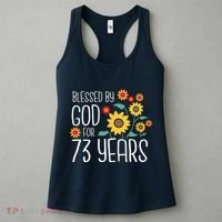 Wo Blessed By God For 73 Years Old Cute Sunflower 73rd Birthday Women's Tank Top thumb 3