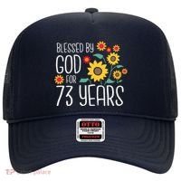 Wo Blessed By God For 73 Years Old Cute Sunflower 73rd Birthday Hat thumb 0