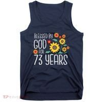 Wo Blessed By God For 73 Years Old Cute Sunflower 73rd Birthday Tank Top thumb 0