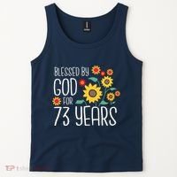 Wo Blessed By God For 73 Years Old Cute Sunflower 73rd Birthday Tank Top thumb 2