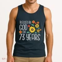 Wo Blessed By God For 73 Years Old Cute Sunflower 73rd Birthday Tank Top thumb 3