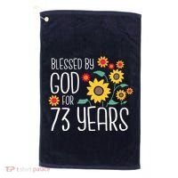 Wo Blessed By God For 73 Years Old Cute Sunflower 73rd Birthday Golf Towel thumb 0
