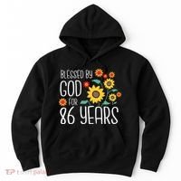 Wo Blessed By God For 86 Years Old Cute Sunflower 86th Birthday Hoodie thumb 0