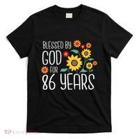 Wo Blessed By God For 86 Years Old Cute Sunflower 86th Birthday T-Shirt thumb 0