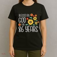 Wo Blessed By God For 86 Years Old Cute Sunflower 86th Birthday T-Shirt thumb 4