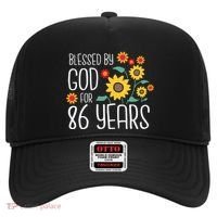 Wo Blessed By God For 86 Years Old Cute Sunflower 86th Birthday Hat thumb 0