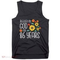 Wo Blessed By God For 86 Years Old Cute Sunflower 86th Birthday Tank Top thumb 0