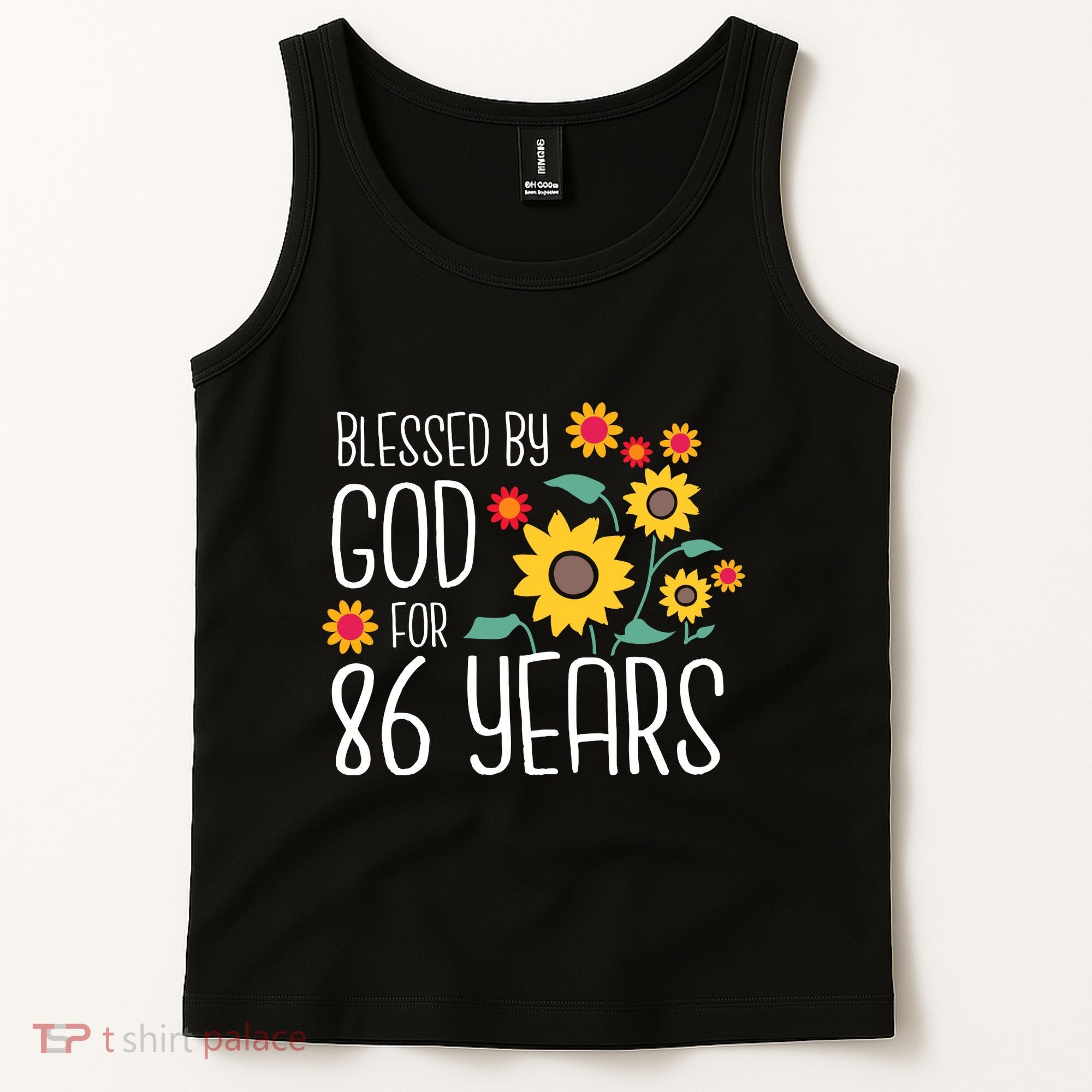 Wo Blessed By God For 86 Years Old Cute Sunflower 86th Birthday Tank Top