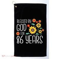 Wo Blessed By God For 86 Years Old Cute Sunflower 86th Birthday Golf Towel thumb 0