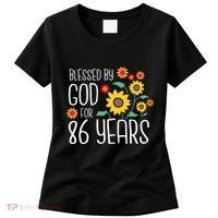Wo Blessed By God For 86 Years Old Cute Sunflower 86th Birthday Women's T-Shirt thumb 0