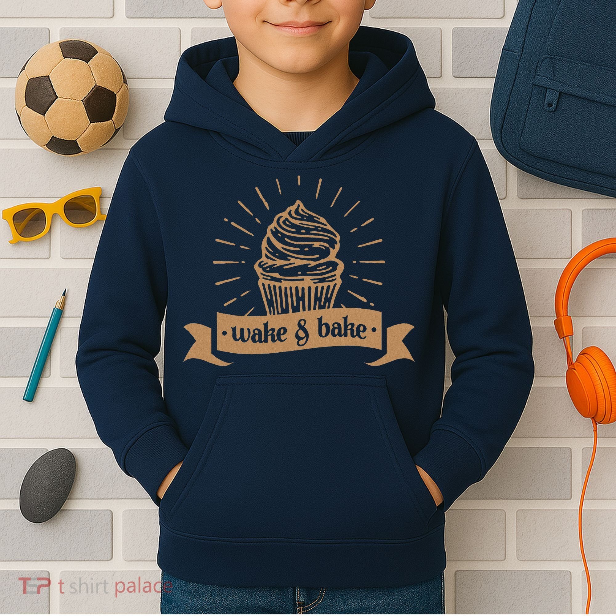 Wake & Bake Cupcake Baking Chef Kids Hoodie