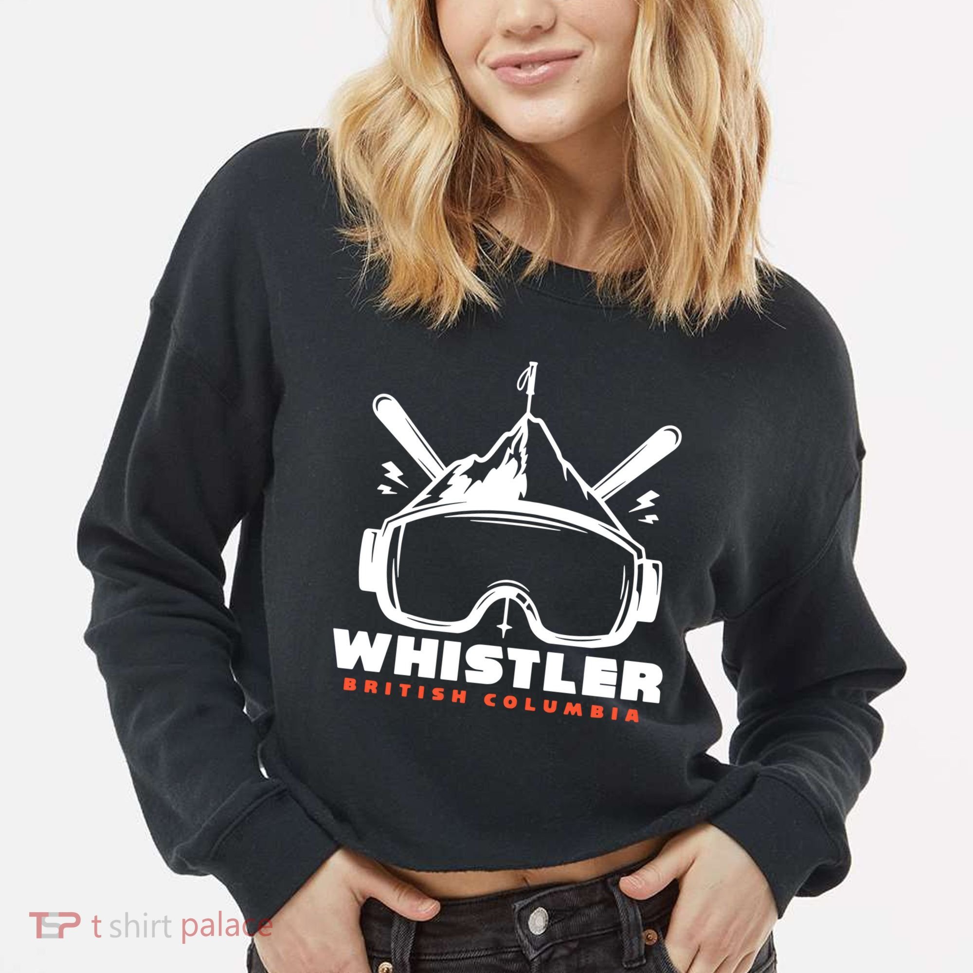 Whistler British Columbia Skiing Cropped Pullover Crew