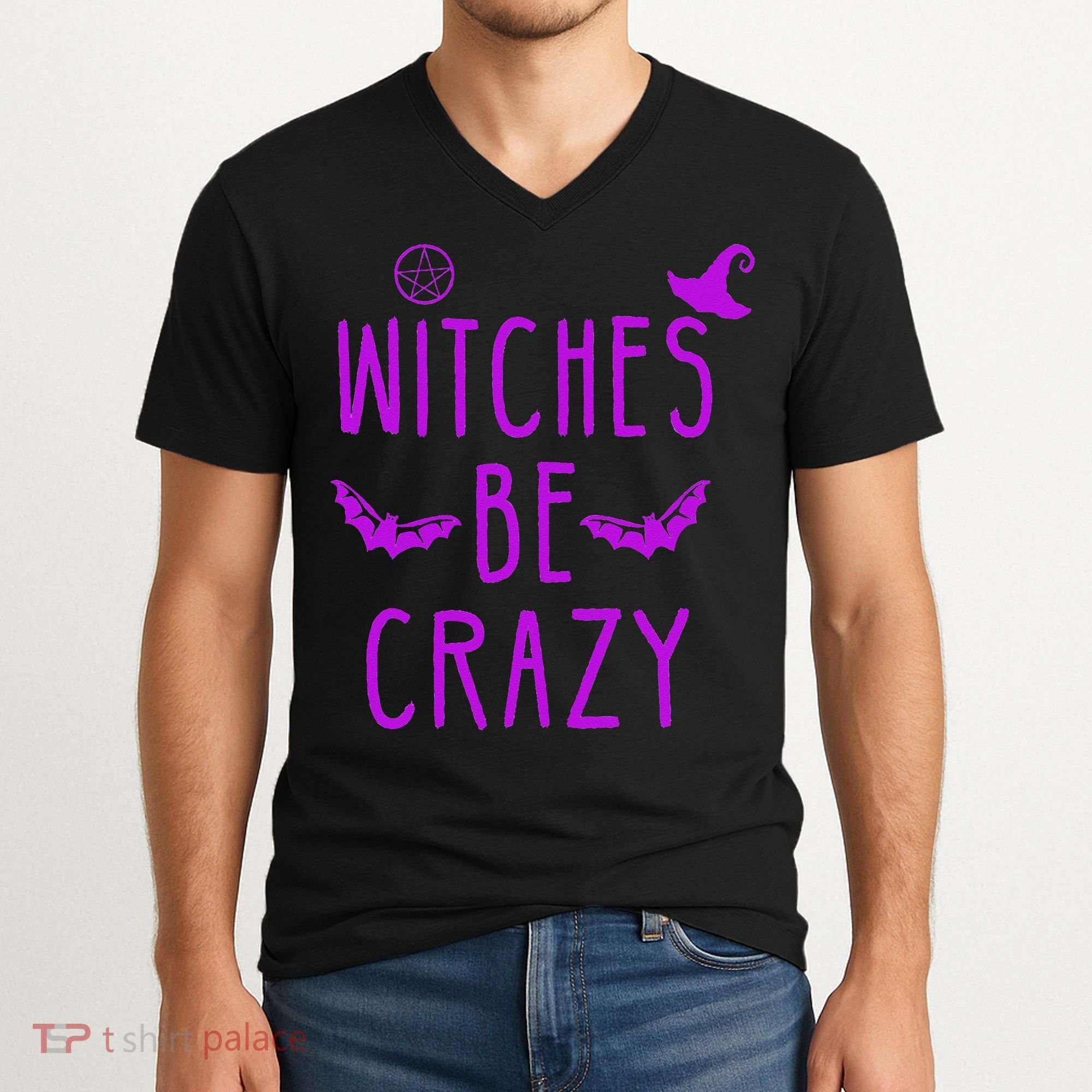 Witches Be Crazy Halloween For Crazy Psycho Witches V-Neck T-Shirt