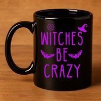 Witches Be Crazy Halloween For Crazy Psycho Witches 11oz C Handle Ceramic Mug thumb 4