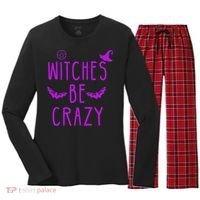 Witches Be Crazy Halloween For Crazy Psycho Witches Women's Long Sleeve Flannel Pajama Set  thumb 0