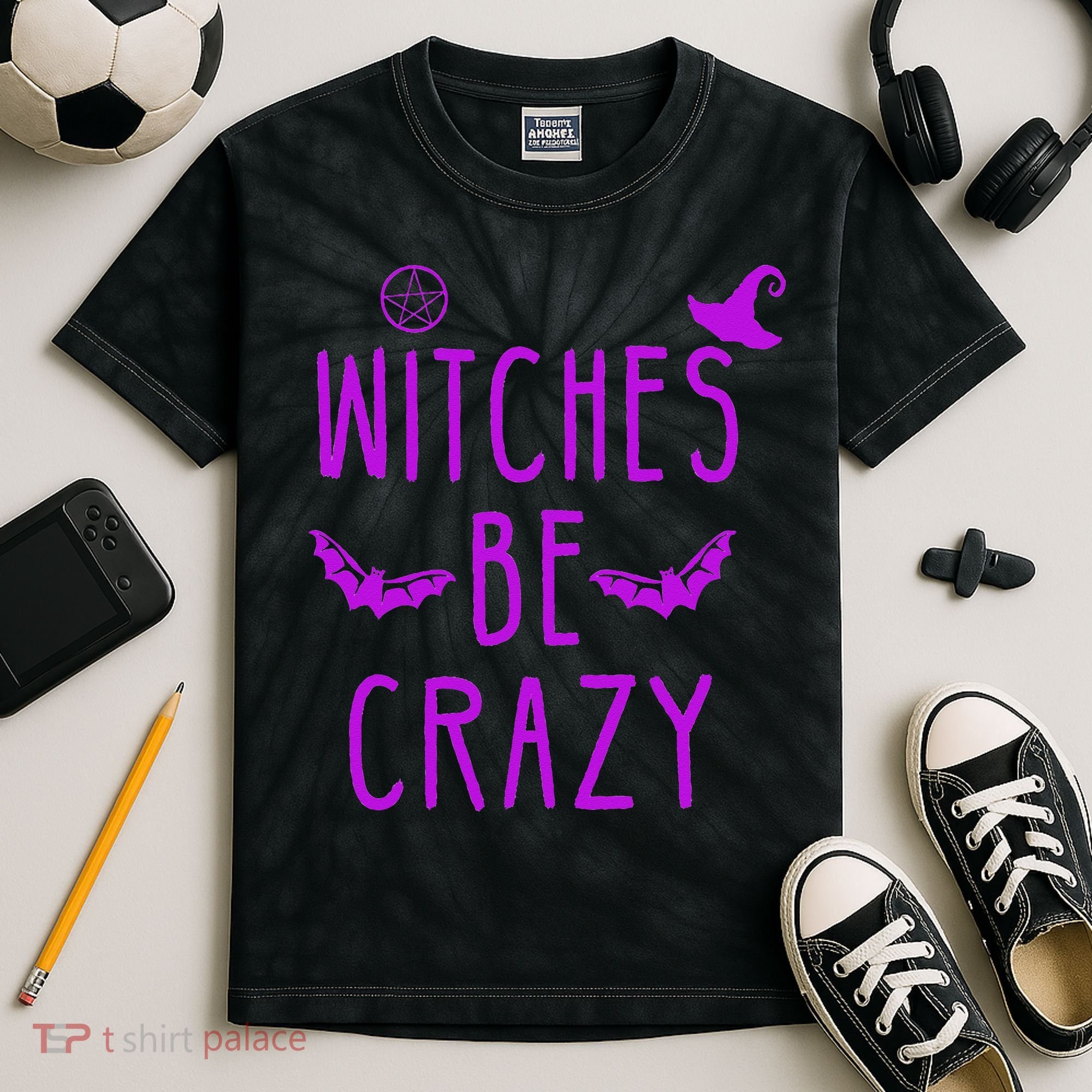 Witches Be Crazy Halloween For Crazy Psycho Witches Kids Tie-Dye T-Shirt