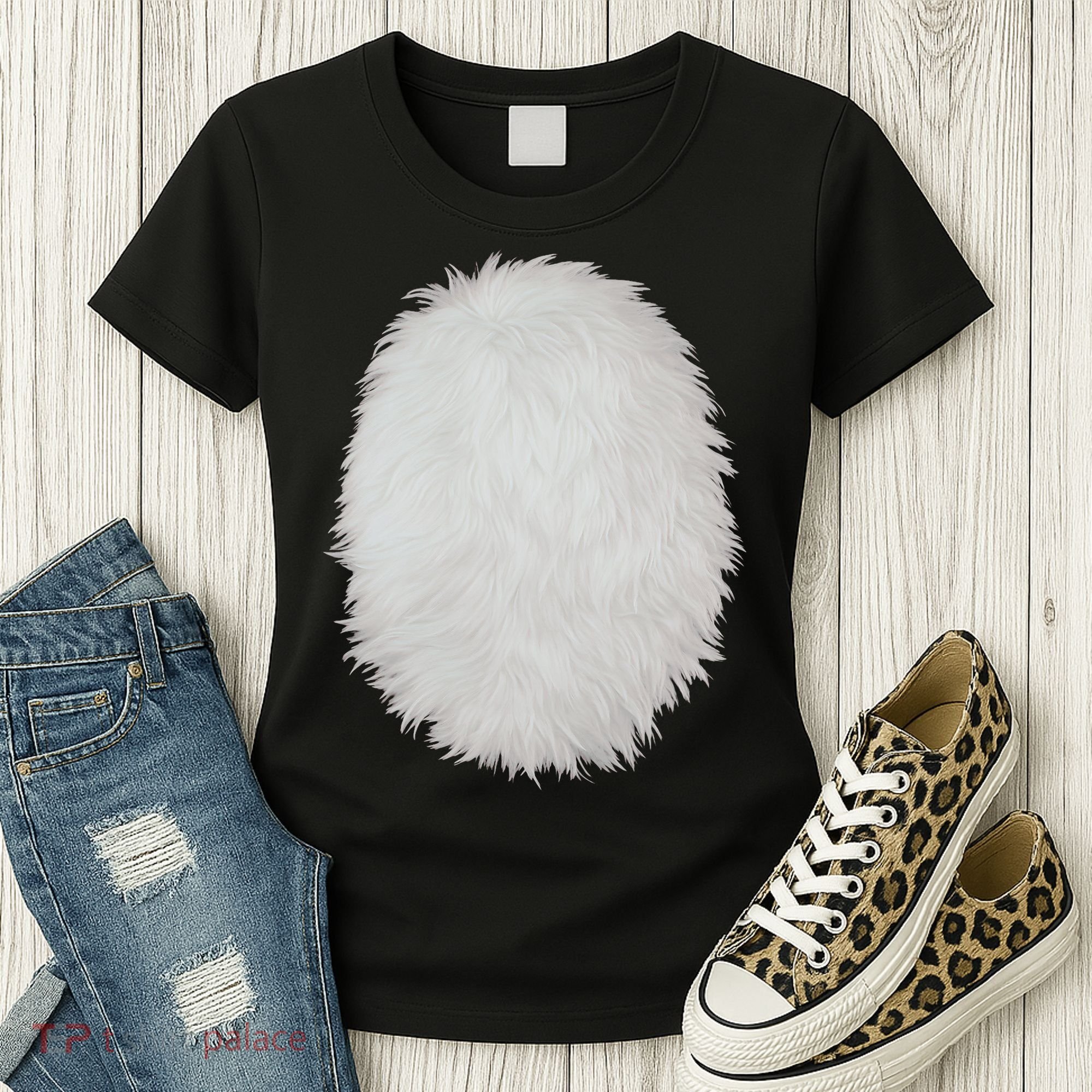 White Belly Costume Diy Cosplay Panda Bear Cat Skunk Deer Women's T-Shirt