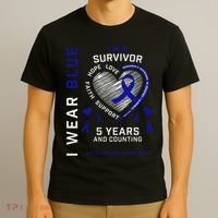 Wear Blue Colon Cancer Survivor Gifts 5 Year Cancer Survivor T-Shirt thumb 3