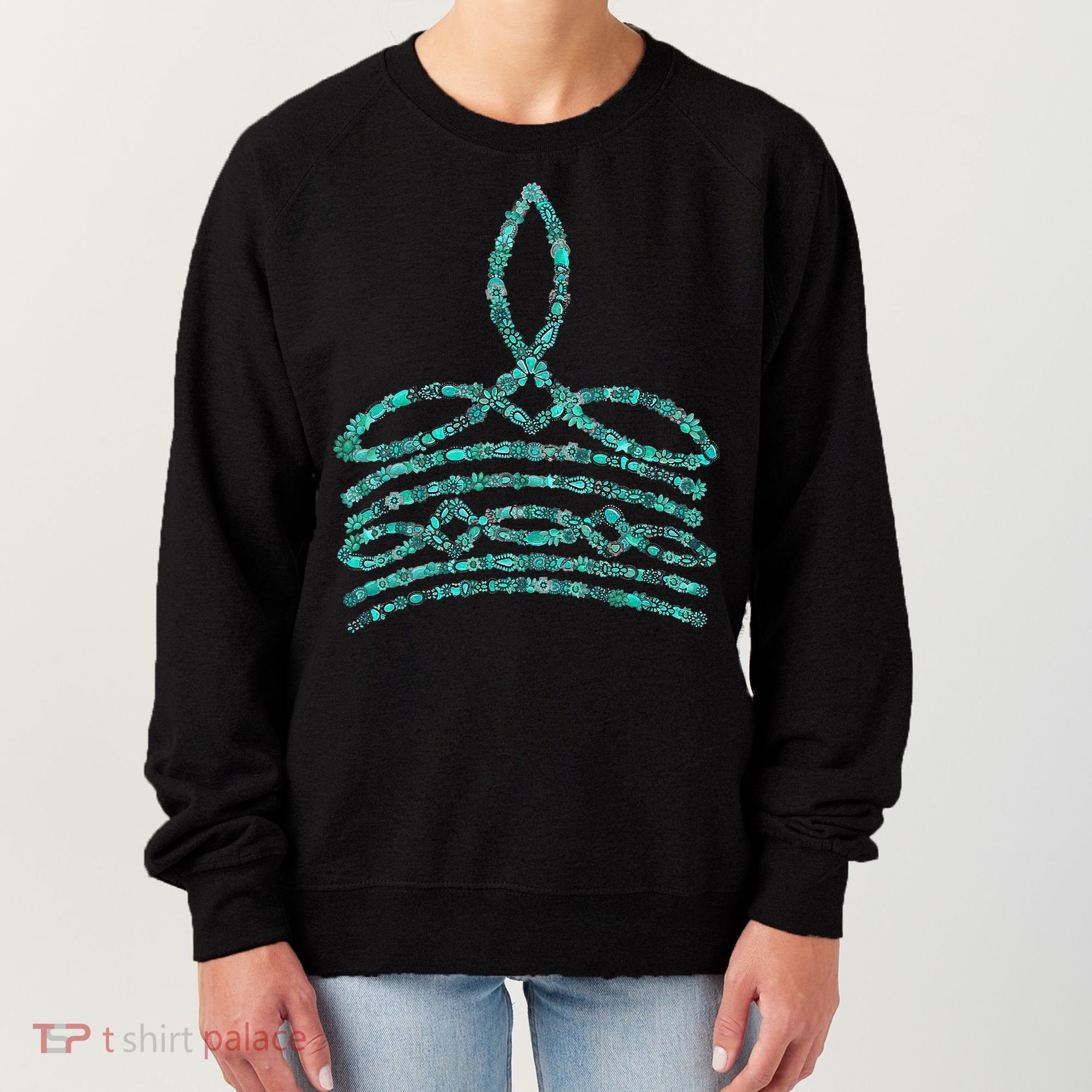 Western Boho Cowboy Boots Turquoise Boot Stitch Western Women's Sweatshirt