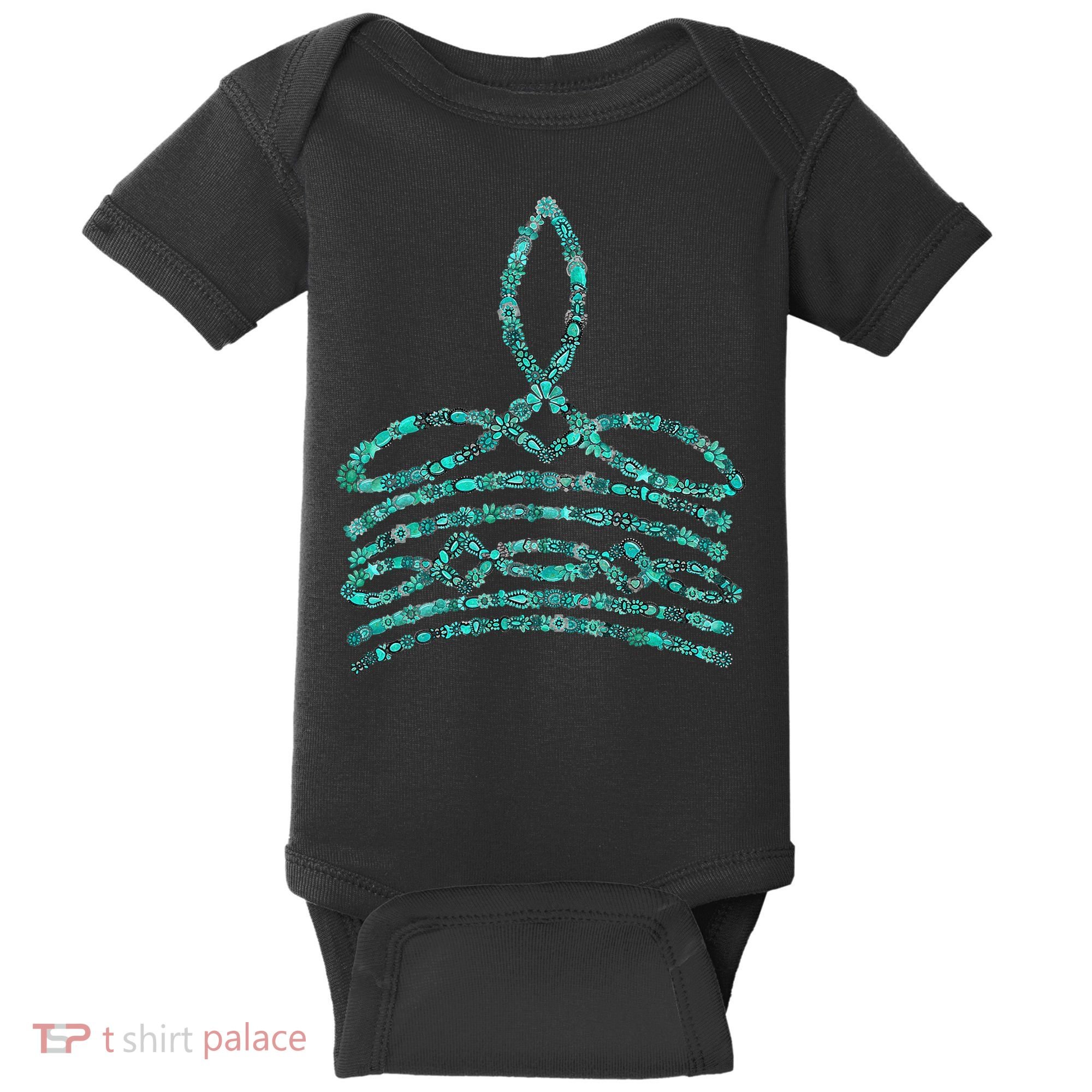 Western Boho Cowboy Boots Turquoise Boot Stitch Western Baby Bodysuit