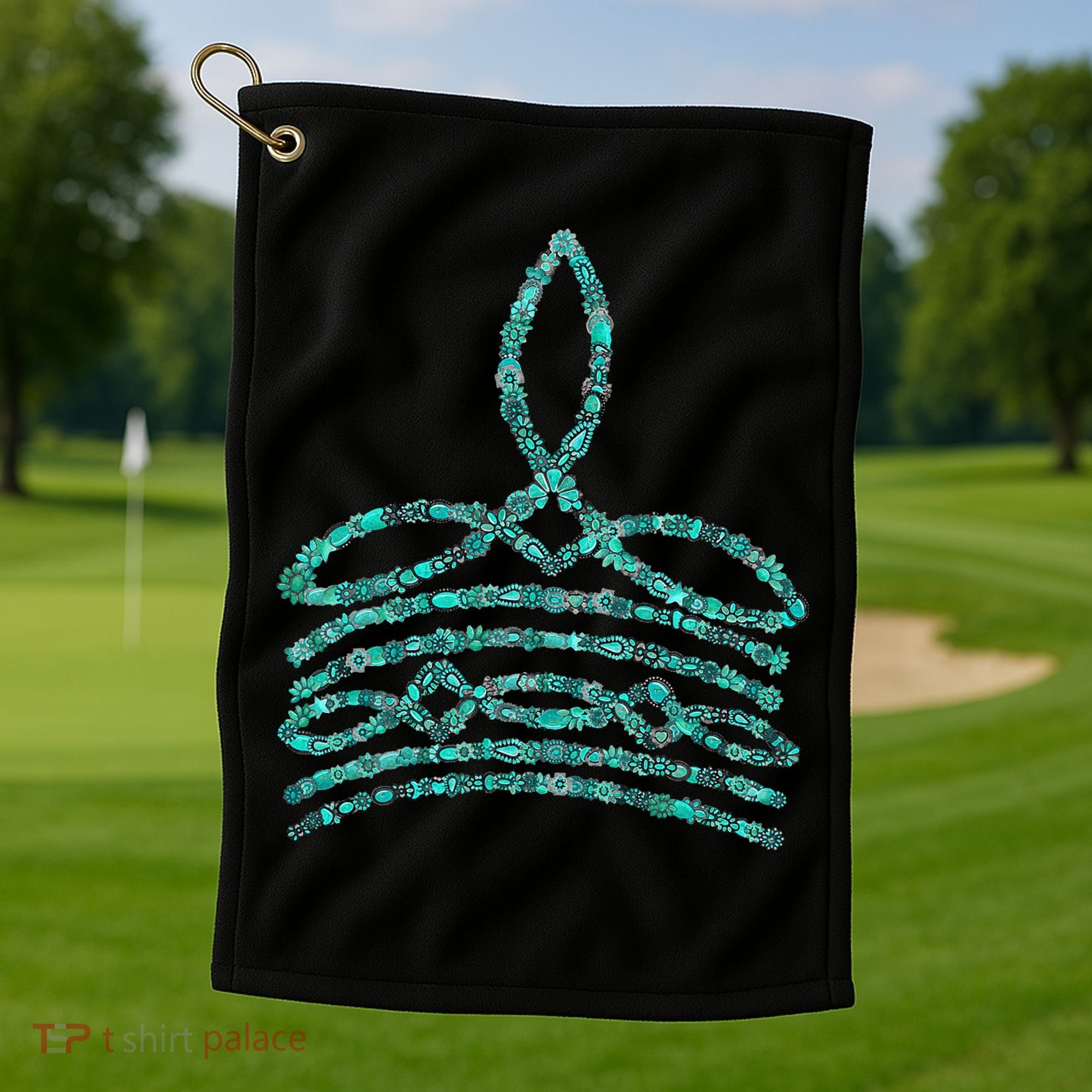 Western Boho Cowboy Boots Turquoise Boot Stitch Western Golf Towel