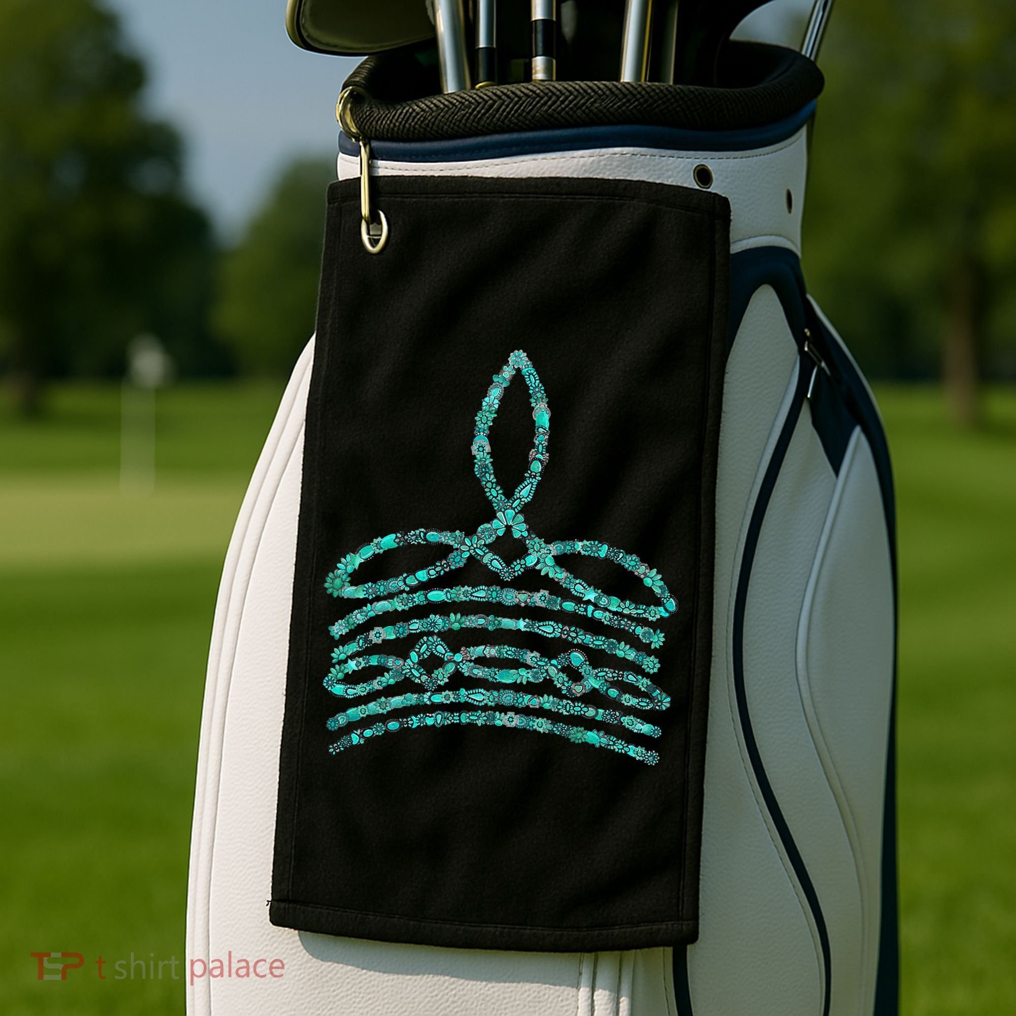 Western Boho Cowboy Boots Turquoise Boot Stitch Western Golf Towel