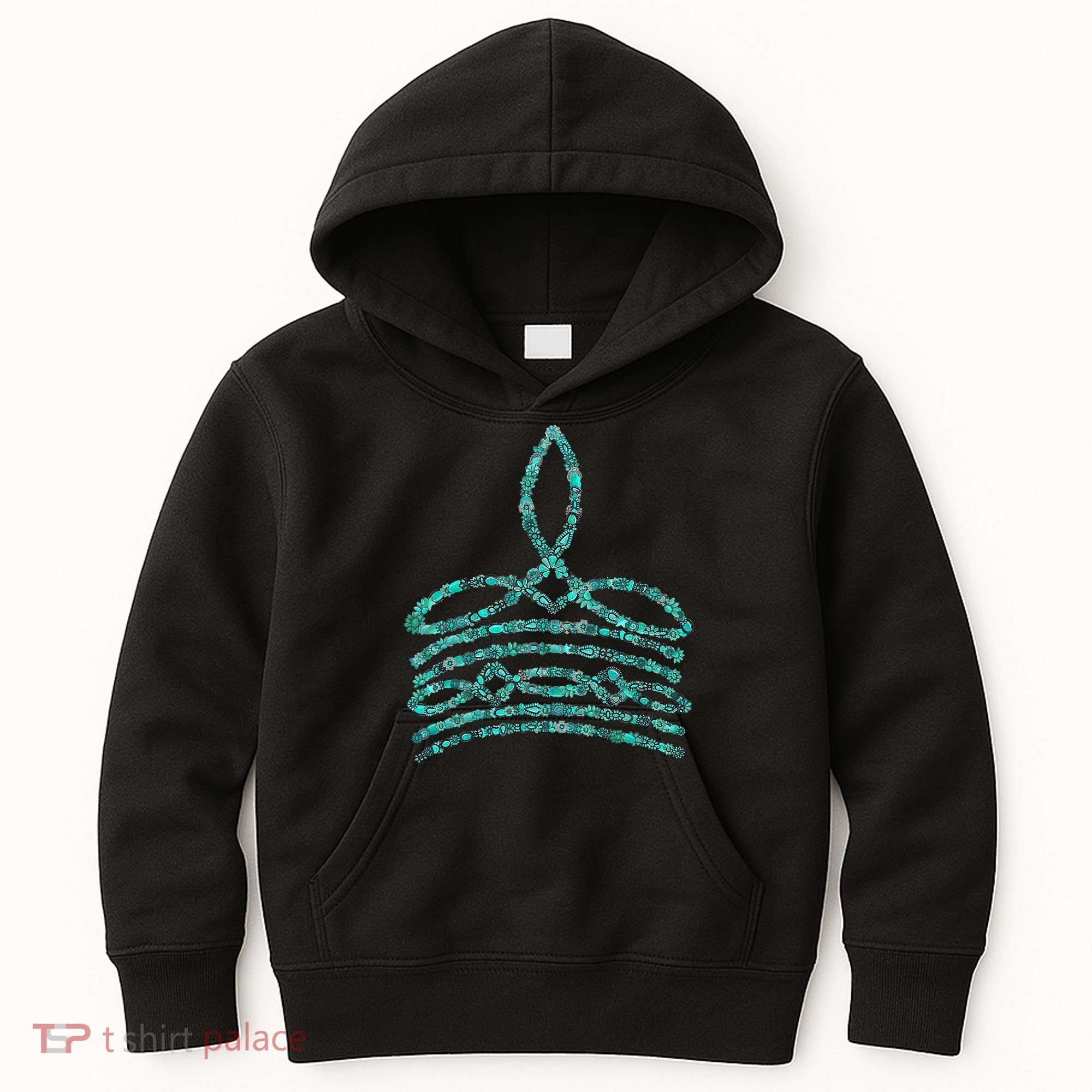 Western Boho Cowboy Boots Turquoise Boot Stitch Western Kids Hoodie