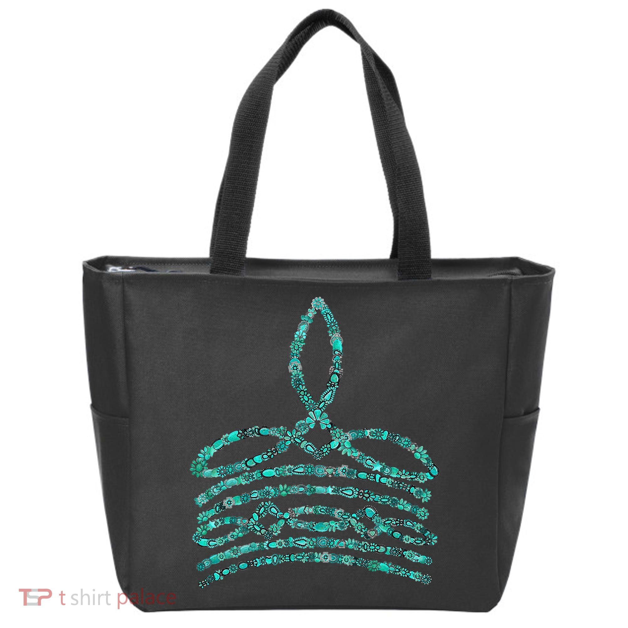 Western Boho Cowboy Boots Turquoise Boot Stitch Western Tote Bag