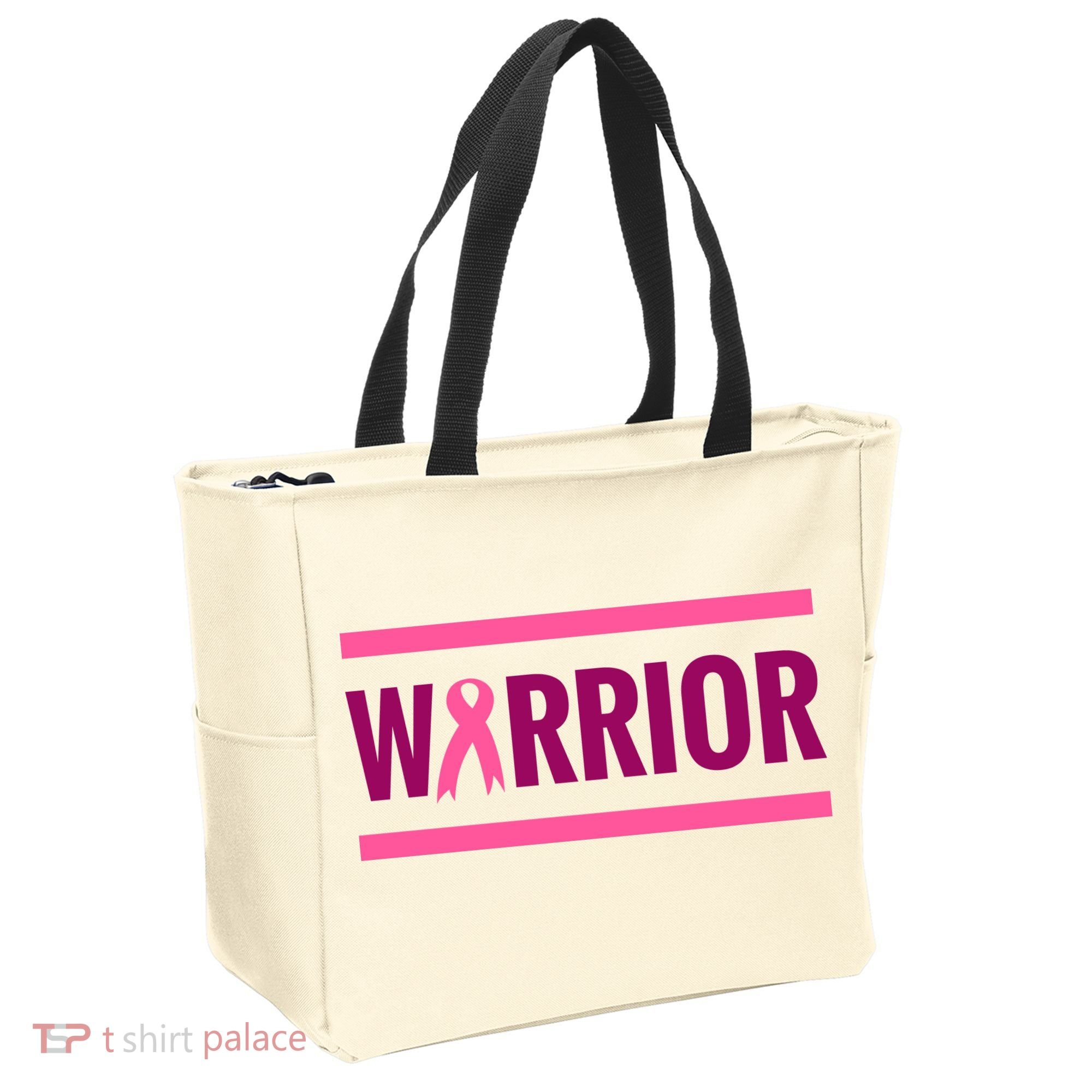 Warrior Breast Cancer Ribbon Tote Bag