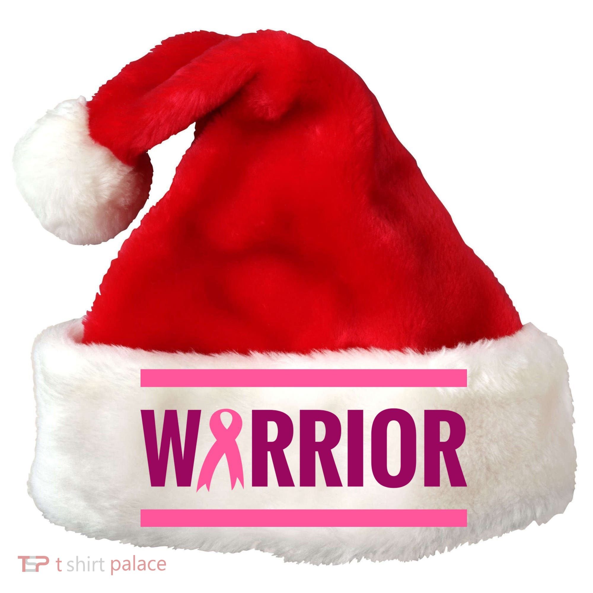 Warrior Breast Cancer Ribbon Santa Hat