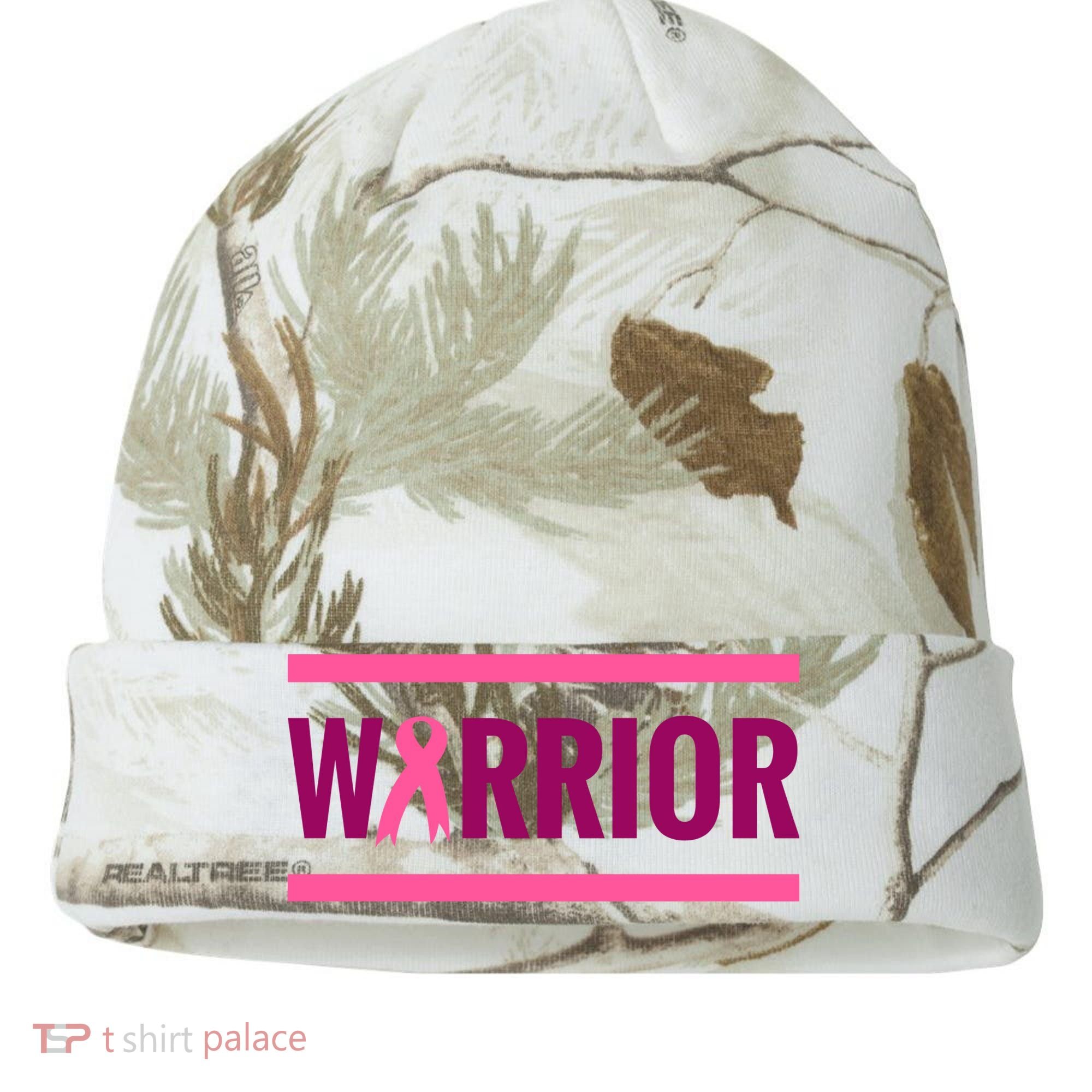 Warrior Breast Cancer Ribbon Kati Licensed 12" Camo Cuffed Beanie