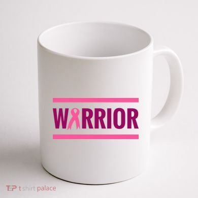 Warrior Breast Cancer Ribbon Coffee Mug back