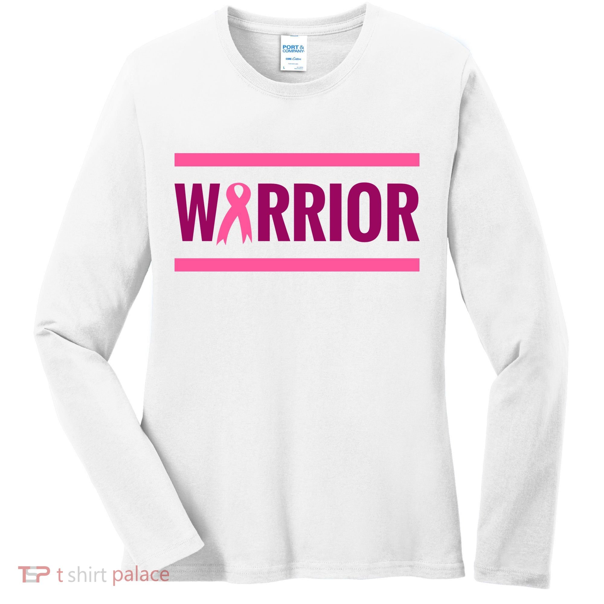 Warrior Breast Cancer Ribbon Women's Long Sleeve Shirt