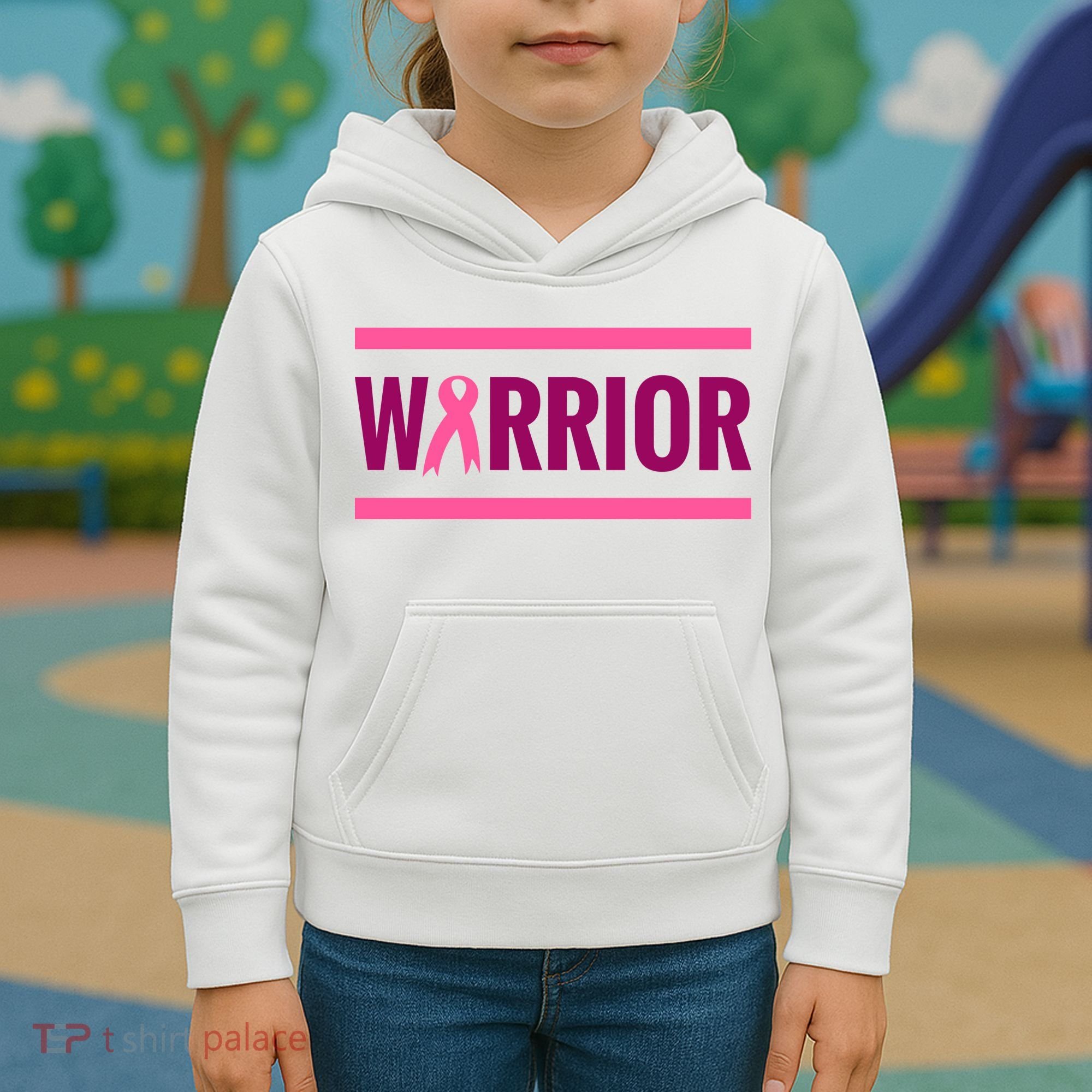 Warrior Breast Cancer Ribbon Kids Hoodie