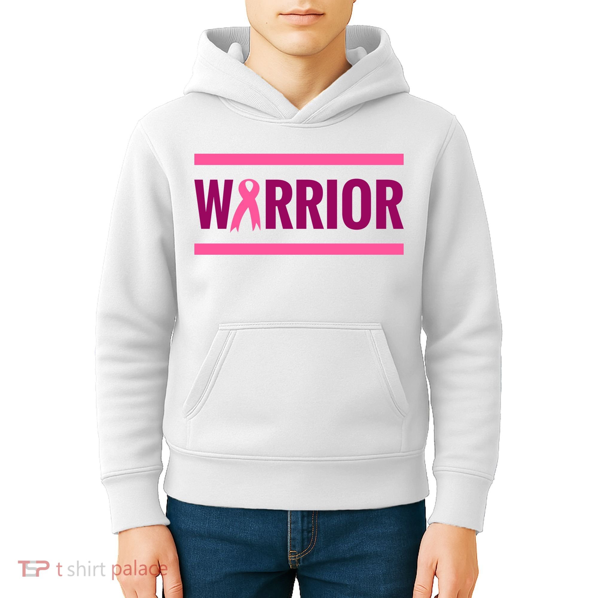 Warrior Breast Cancer Ribbon Kids Hoodie
