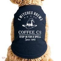 Witches Brew Coffee Co Halloween Stop For A Spell Since 1692 Doggie Tank thumb 0