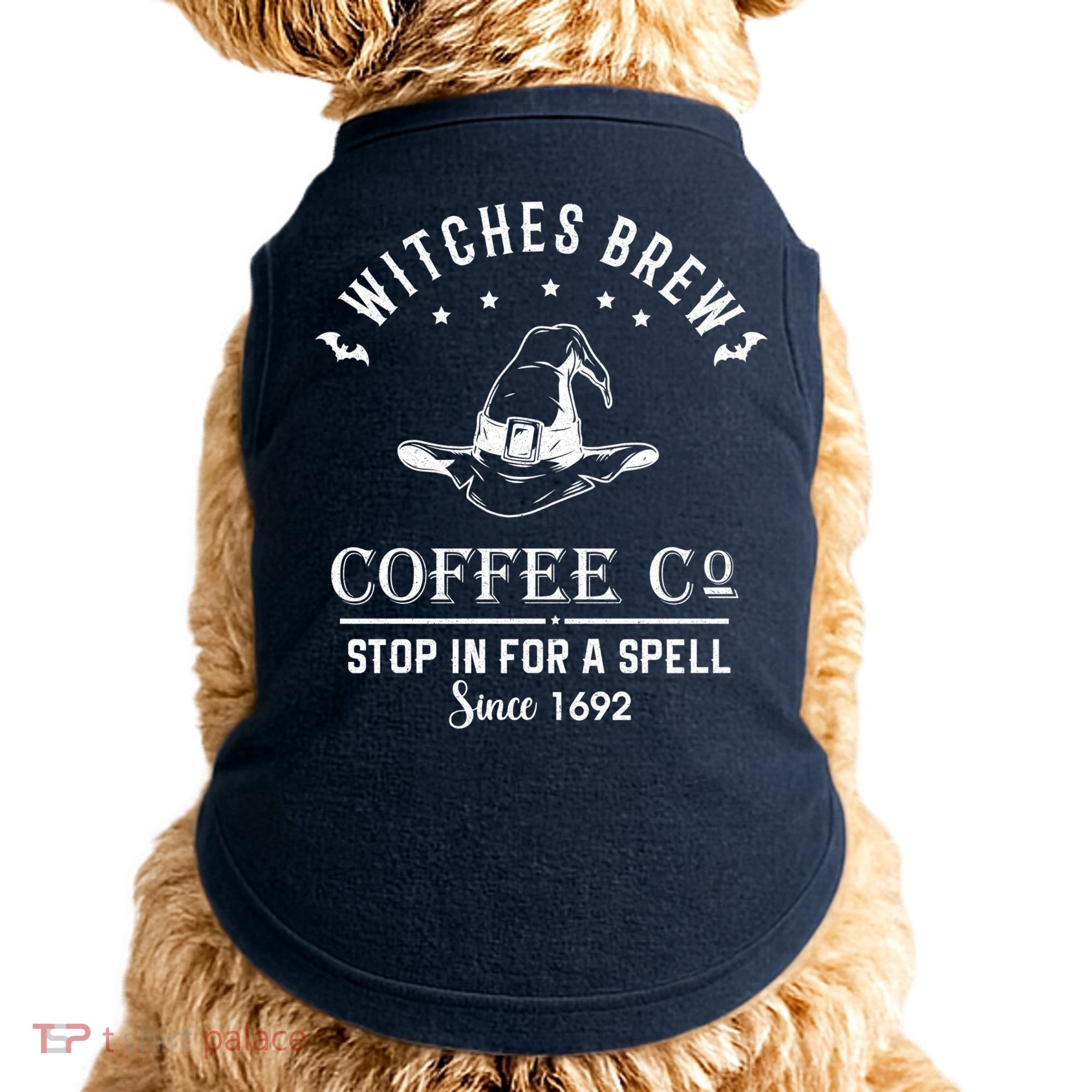 Witches Brew Coffee Co Halloween Stop For A Spell Since 1692 Doggie Tank