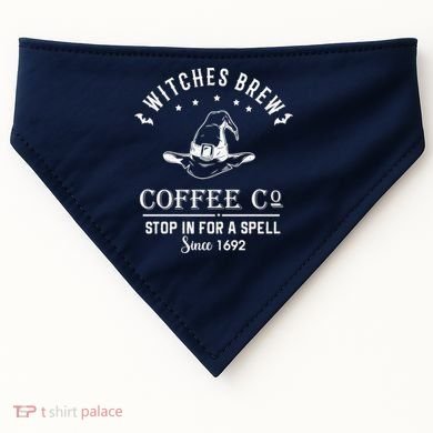 Witches Brew Coffee Co Halloween Stop For A Spell Since 1692 USA-Made Doggie Bandana