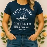 Witches Brew Coffee Co Halloween Stop For A Spell Since 1692 Women's T-Shirt thumb 2