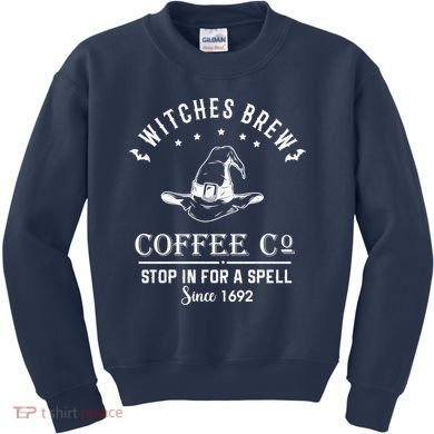 Witches Brew Coffee Co Halloween Stop For A Spell Since 1692 Kids Sweatshirt