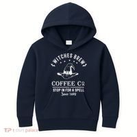Witches Brew Coffee Co Halloween Stop For A Spell Since 1692 Kids Hoodie thumb 0