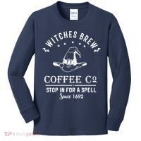 Witches Brew Coffee Co Halloween Stop For A Spell Since 1692 Kids Long Sleeve Shirt thumb 0