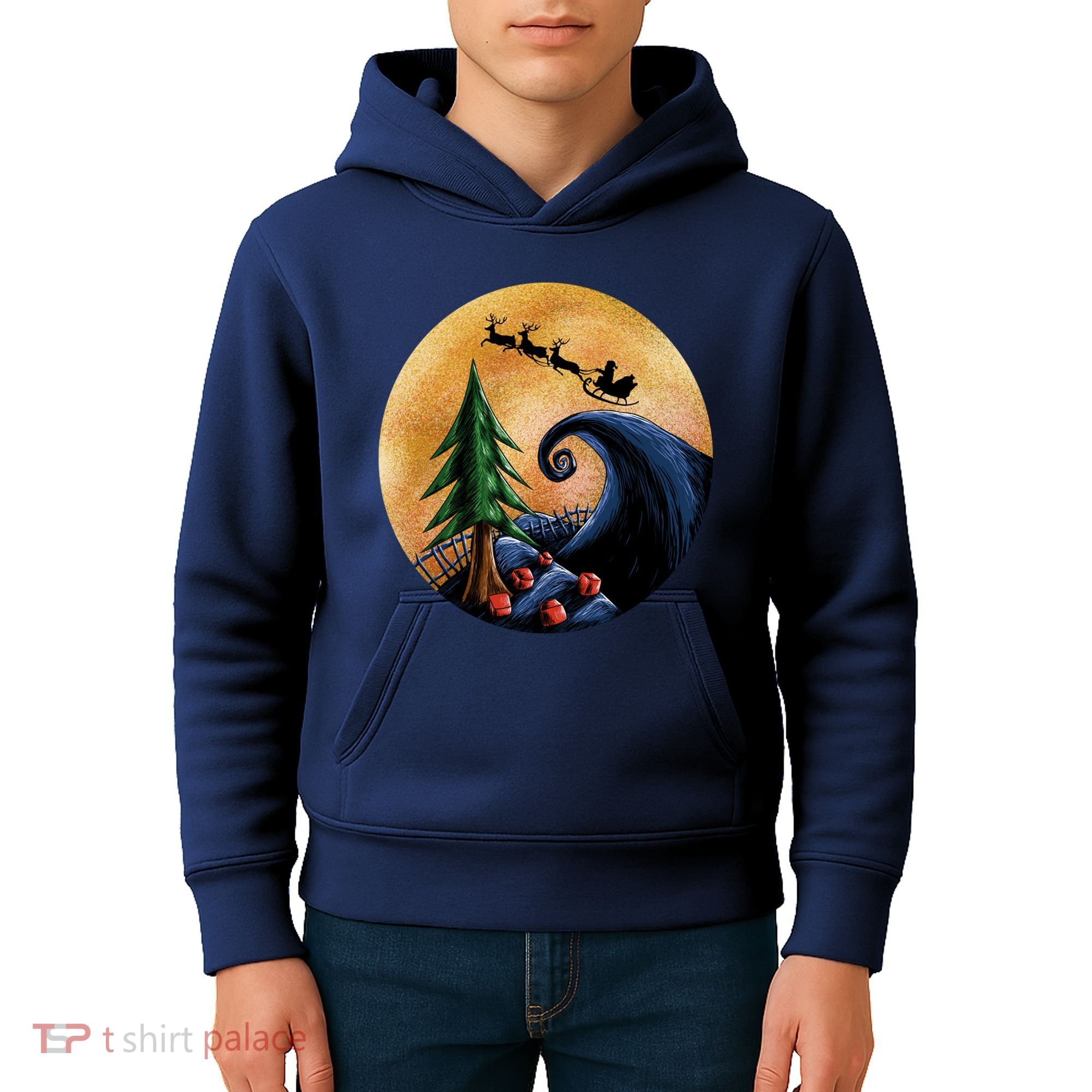 Work Before Christmas Santa's Art Wave Kids Hoodie